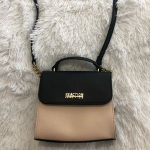 Blush pink and navy blue shoulder bag